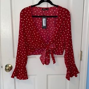 NWT NastyGal front tie long sleeved top